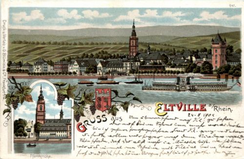 Gruss aus Eltville - Litho