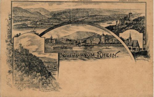 Gruss vom Rhein Lahnstein - Litho