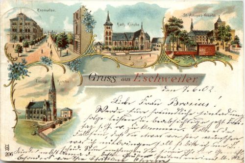 Gruss aus Eschweiler - Litho