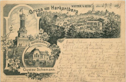 Gruss vom Hartkortberg Wetter - Litho - Vorläufer 1893