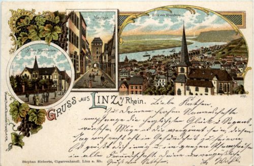 Gruss aus Linz am Rhein - Litho