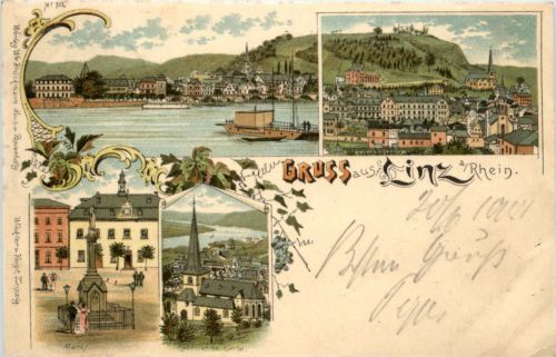 Gruss aus Linz am Rhein - Litho