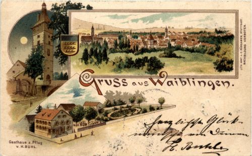 Gruss aus Waiblingen - Litho