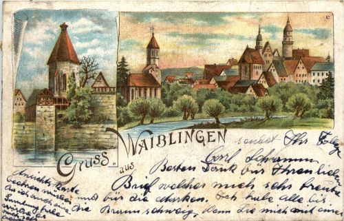 Gruss aus Waiblingen - Litho