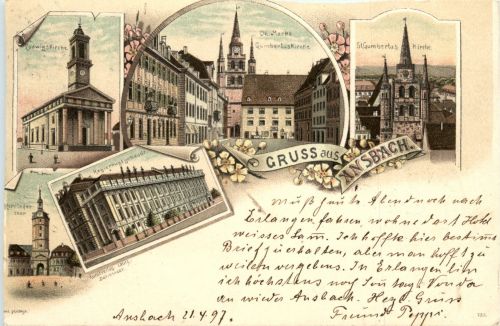Gruss aus Ansbach - Litho
