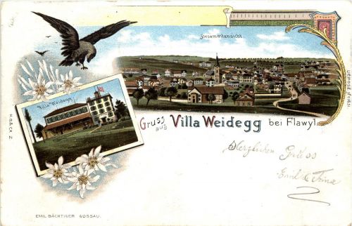 Gruss aus Villa Weidegg bei Flawyl - Litho
