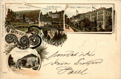 Gruss aus Schlangenbad - Litho