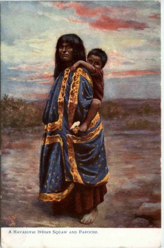 A Ravasupai Indian Squaw and Papoose