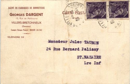 Villers-Bretonneux - Agent de Fabriques de Bonneterie