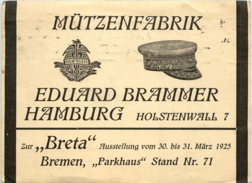 Hamburg - Mützenfabrik Eduard Brammer