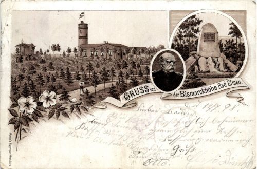 Gruss von der Bismarckhöhe Bad Elmen - Litho