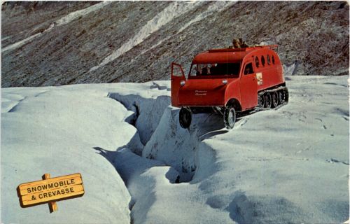 Snowmobile and Crevasse