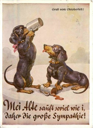 München - Gruss vom Oktoberfest 1968 - Dackel Bier