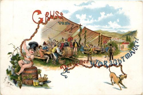 Gruss vom Derkemer Worschtmarkt - Litho