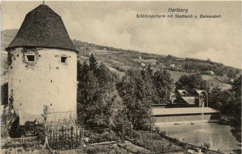 Steiermark/div. Orte - Hartberg, Schölbingerturm mit Stadtteich und Badeanstalt