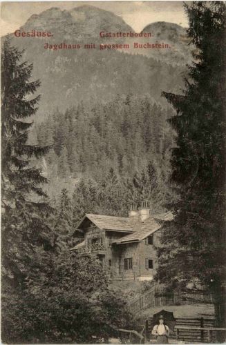 Admont/Gesäuse und Umgebung - Gesäuse: Gstatterboden - Jagdhaus mit grossem Buchstein