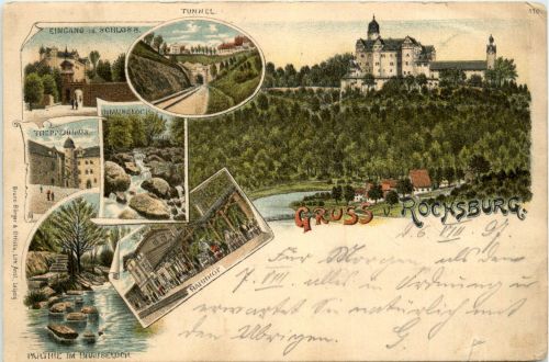 Gruss aus Rochsburg an der Mulde - Litho