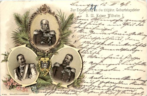 Erinnerung 100. Geburtstag Kaiser Wilhelm I - Zar Russland