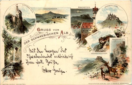 Gruss von der schwäbischen Alb - Litho