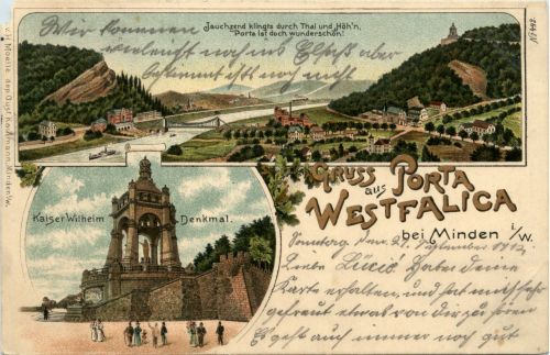 Gruss aus Porta Westfalica - Litho