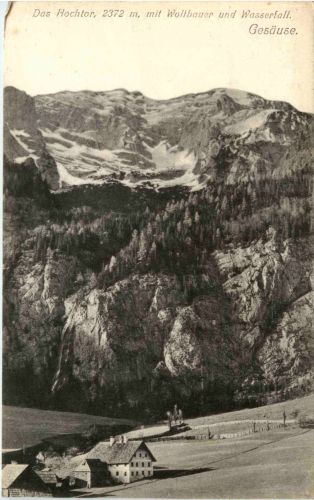 Gesäuse, Das Hochtor mit Wollbauer und Wasserfall