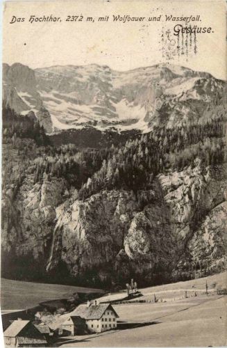 Gesäuse, Das Hochtor mit Wollbauer und Wasserfall