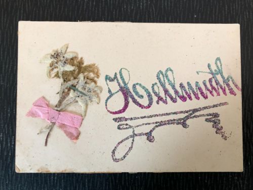 Karte mit echtem Edelweiss und Name Hellmuth
