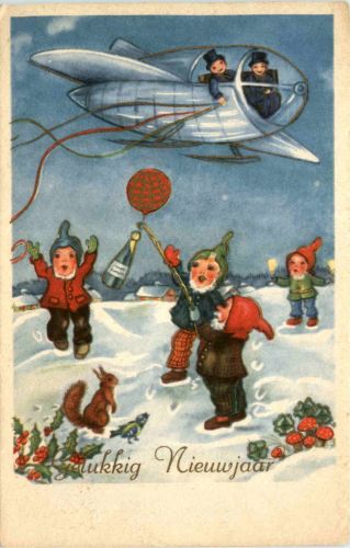 Neujahr - Flugzeug - Zwerge