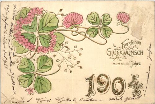 Neujahr - Jahreszahl 1904 - Prägekarte