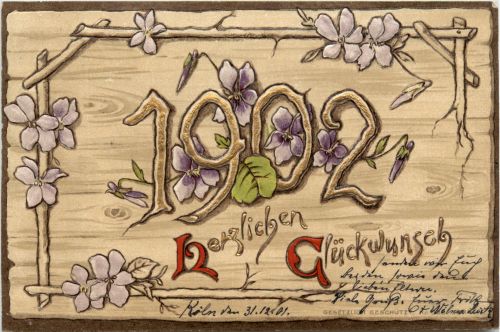 Neujahr - Jahreszahl 1902 - Prägekarte