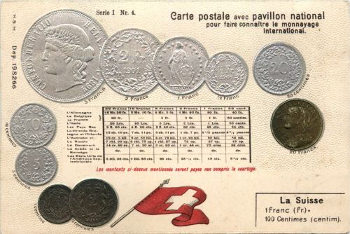 Schweiz - Geld auf Ansichtskarte - Prägekarte