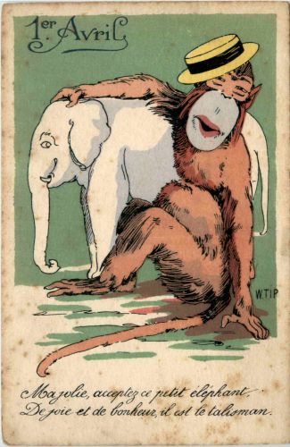 1. April - Affe mit Elefant