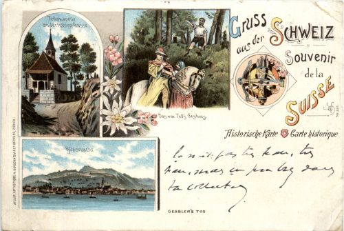 Küssnacht - Gruss aus der Schweiz - Litho