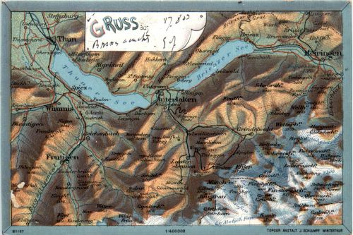 Gruss aus Interlaken - Thun - Landkarte - Verlag Schlumpf