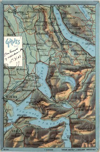 Gruss aus Schwyz - Luzern - Landkarte - Verlag Schlumpf