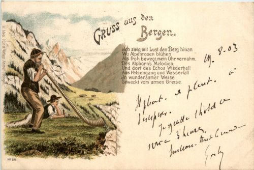 Gruss aus den Bergen - Litho