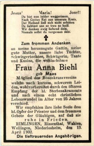 Todesanzeige - Rimlingen