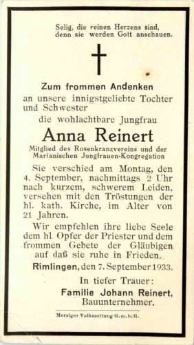 Todesanzeige - Rimlingen