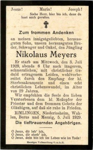 Todesanzeige - Rimlingen