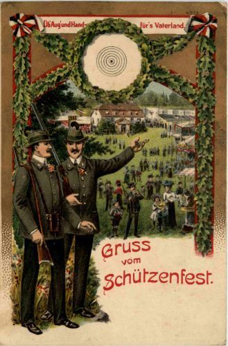 Zerbst - Gruss vom Schützenfest - Litho