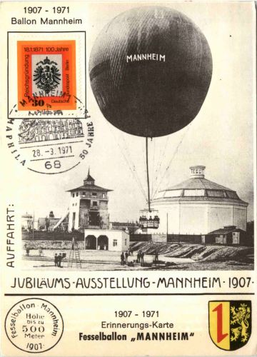 Mannheim - Erinnerungs Karte Fesselballon Mannheim