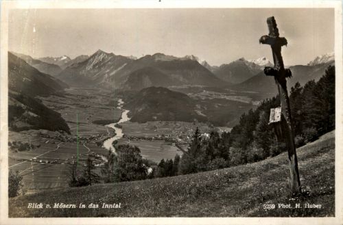 Blick von Mösern bei Seefeld auf Telfs und Inntal
