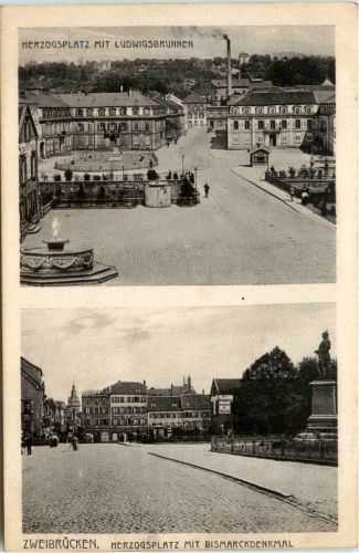 Zweibrücken, Herzogsplatz mit Bismarckdenkmal