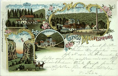 Gruss aus Mägdesprung - Litho
