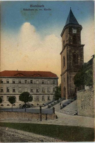Hornbach - Schulhaus mit ev. Kirche