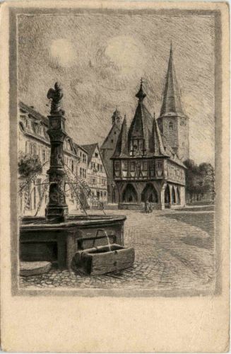 Michelstadt - Rathaus mit Kirche