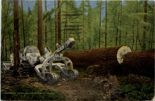 Modern Logging Tractor at Work