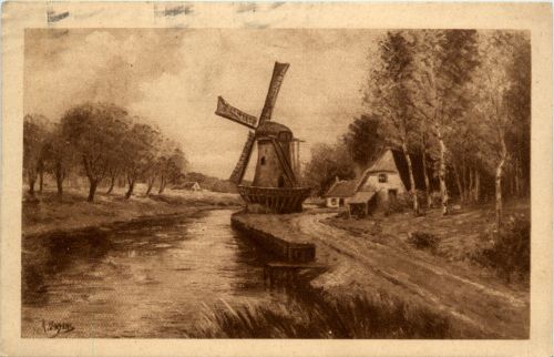 Windmühle - Werbekarte Chocolat Martougin