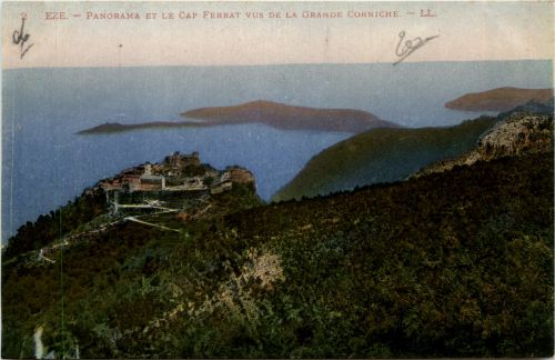 Eze, Panorama et le Cap Ferrat vus de la Grande Corniche