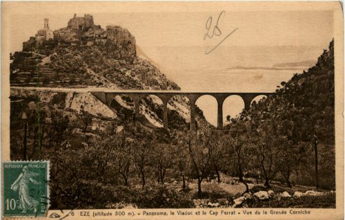 Eze, Panorama, le Viaduc et le Cap Ferrat